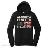 America Prayed God Answered Funny 45 47 Trump Women's Hoodie thumb 0
