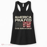 America Prayed God Answered Funny 45 47 Trump Women's Tank Top thumb 0