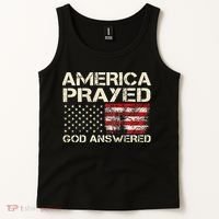 America Prayed God Answered Funny 45 47 Trump Tank Top thumb 2