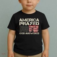 America Prayed God Answered Funny 45 47 Trump Toddler T-Shirt thumb 2