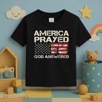 America Prayed God Answered Funny 45 47 Trump Toddler T-Shirt thumb 3