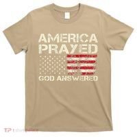 America Prayed God Answered Funny 45 47 Trump T-Shirt thumb 0