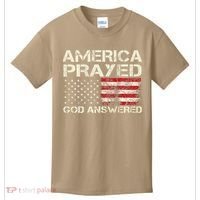 America Prayed God Answered Funny 45 47 Trump Kids T-Shirt thumb 0