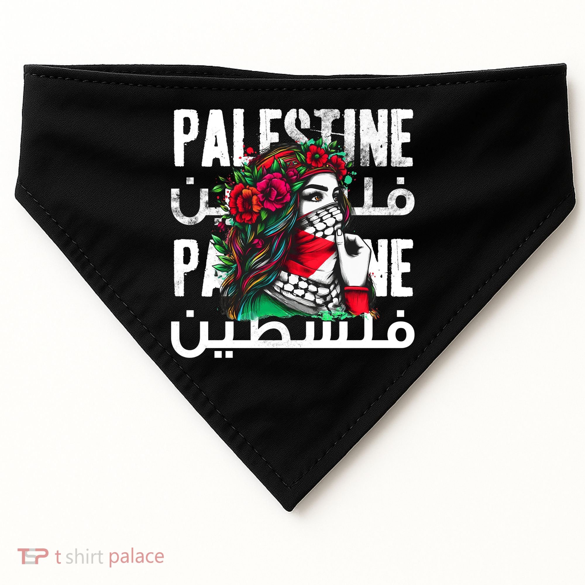 A Palestinian Girl With A Palestinian Bandana Palestine USA-Made Doggie Bandana