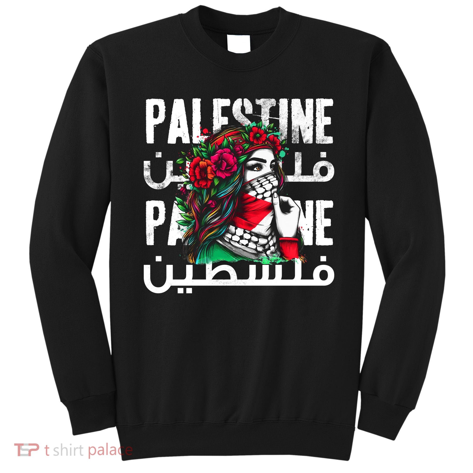 A Palestinian Girl With A Palestinian Bandana Palestine Sweatshirt