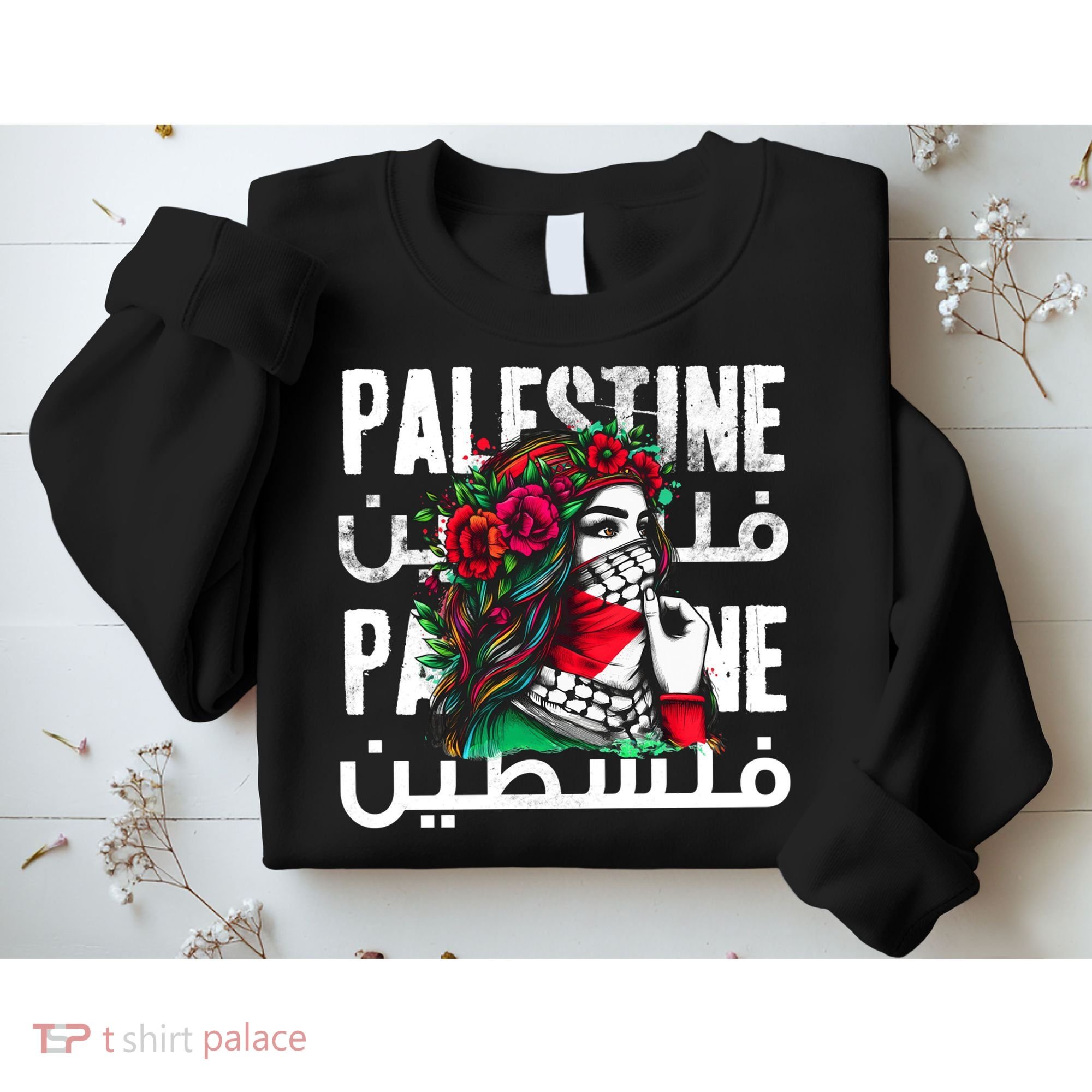 A Palestinian Girl With A Palestinian Bandana Palestine Sweatshirt