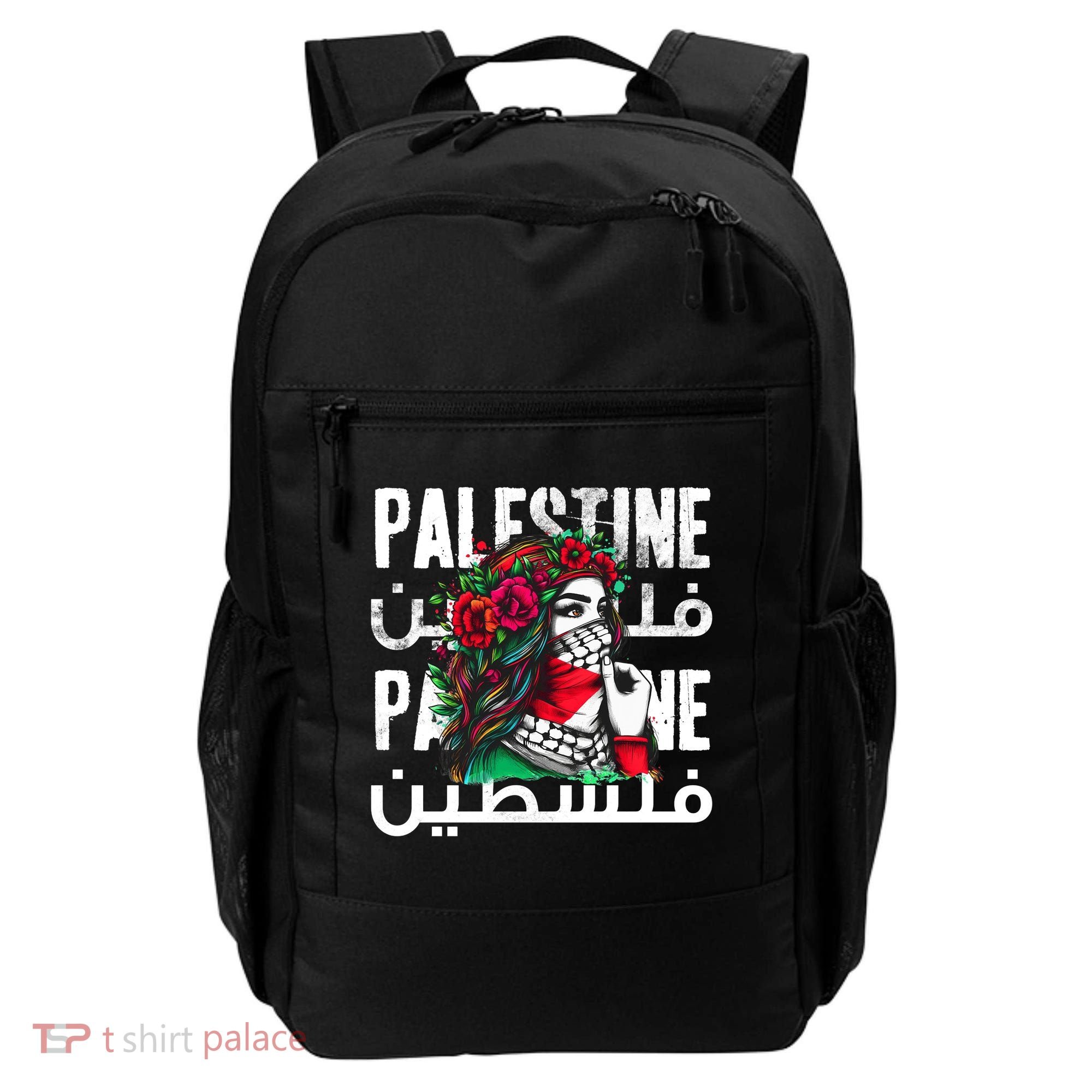 A Palestinian Girl With A Palestinian Bandana Palestine Backpack