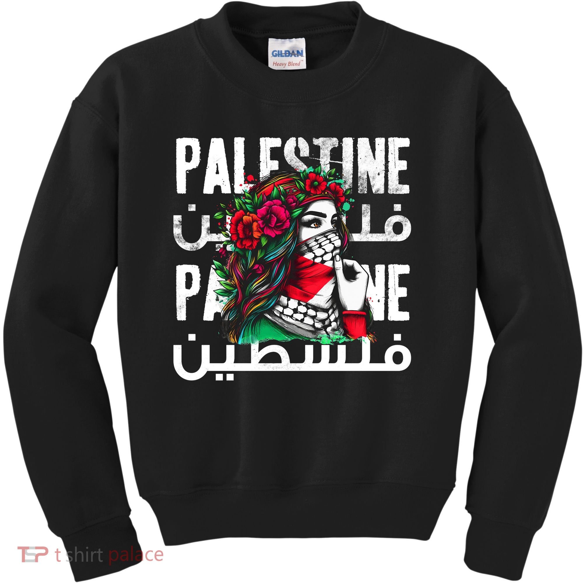 A Palestinian Girl With A Palestinian Bandana Palestine Kids Sweatshirt