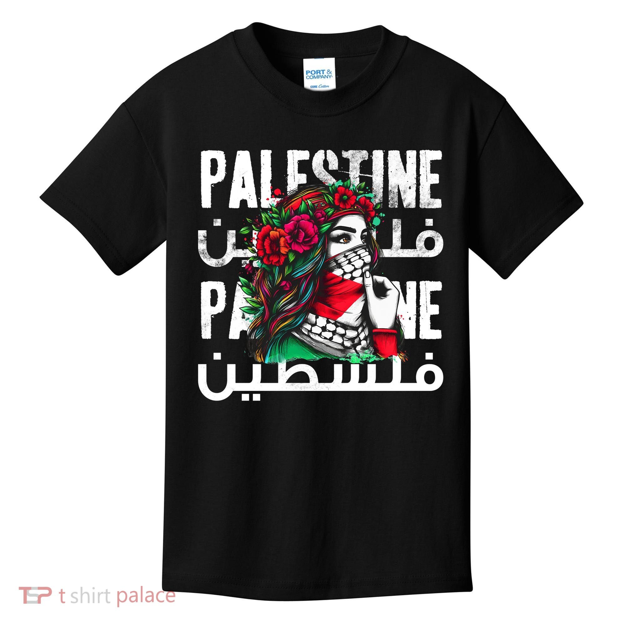 A Palestinian Girl With A Palestinian Bandana Palestine Kids T-Shirt