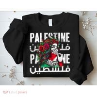 A Palestinian Girl Wearing A Palestinian Bandana Palestine Sweatshirt thumb 2