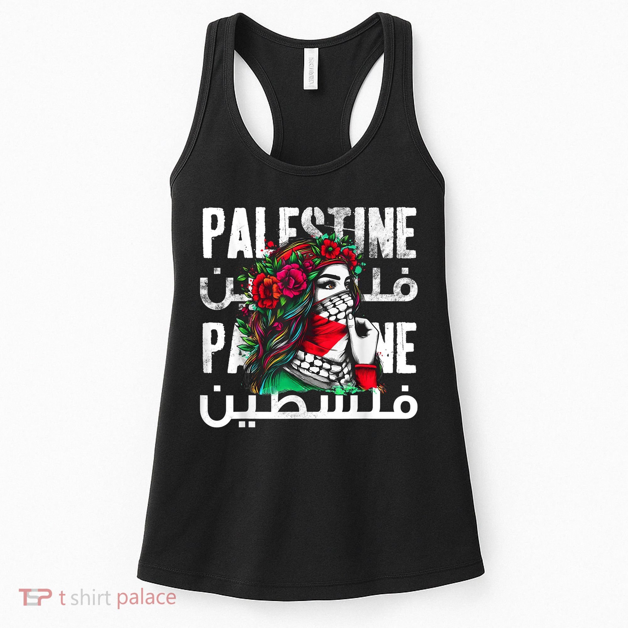 A Palestinian Girl Wearing A Palestinian Bandana Palestine Women's Tank Top