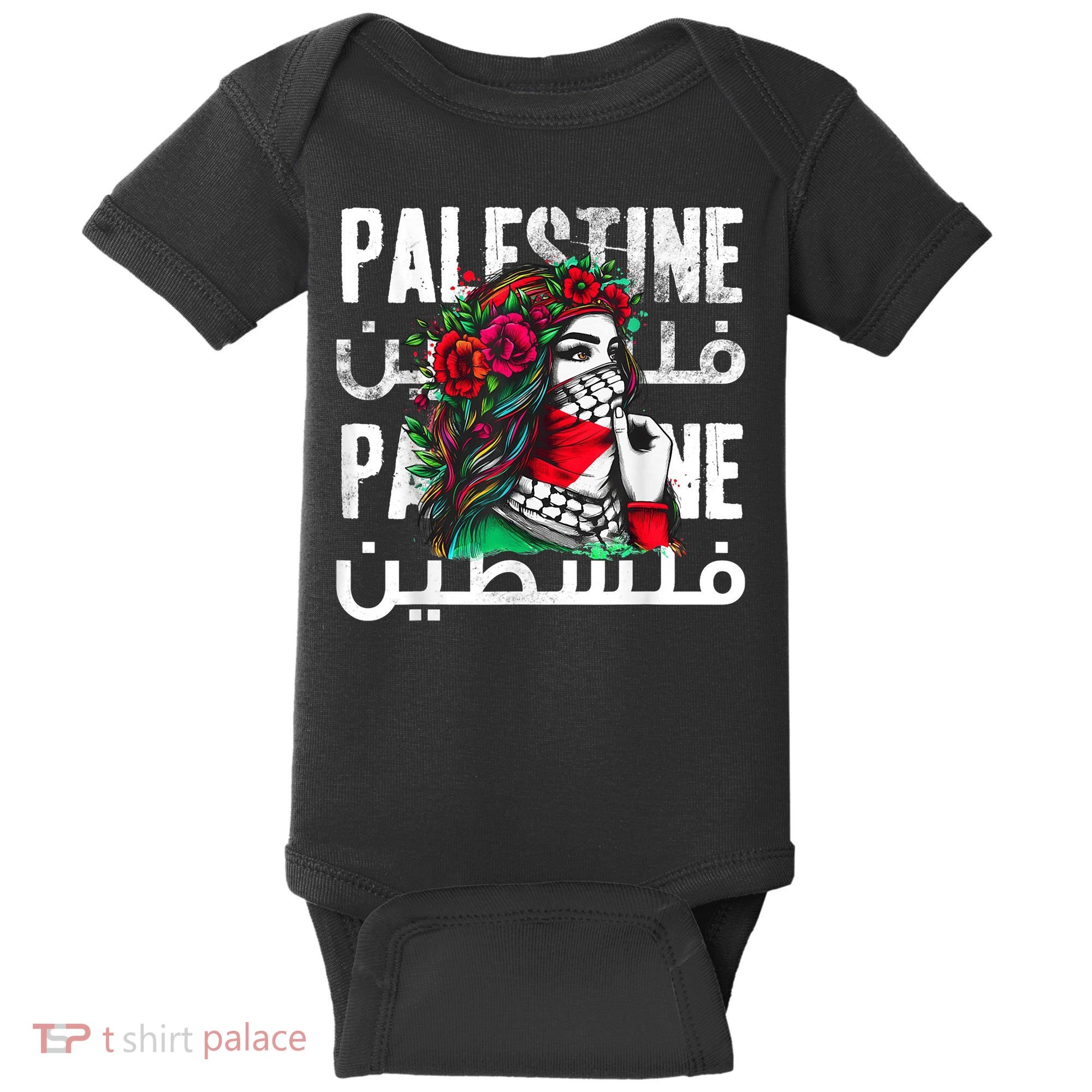 A Palestinian Girl Wearing A Palestinian Bandana Palestine Baby Bodysuit