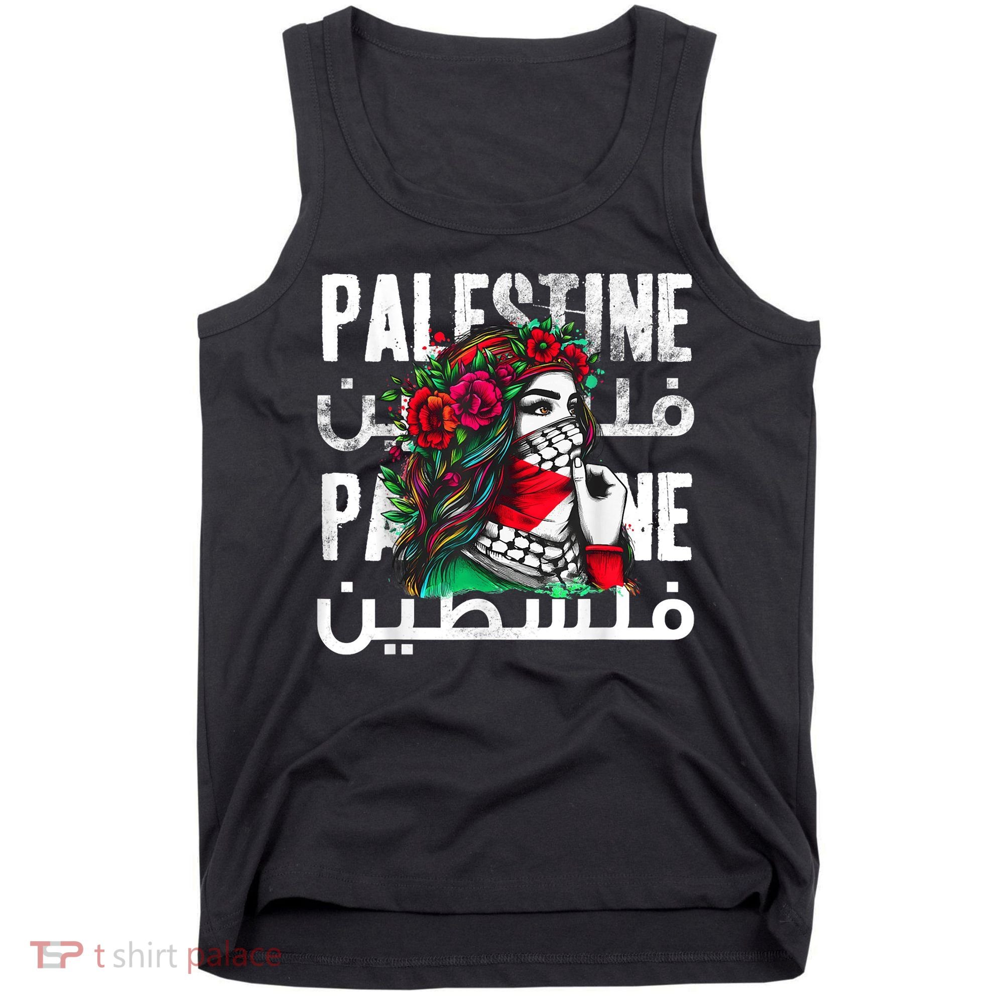 A Palestinian Girl Wearing A Palestinian Bandana Palestine Tank Top