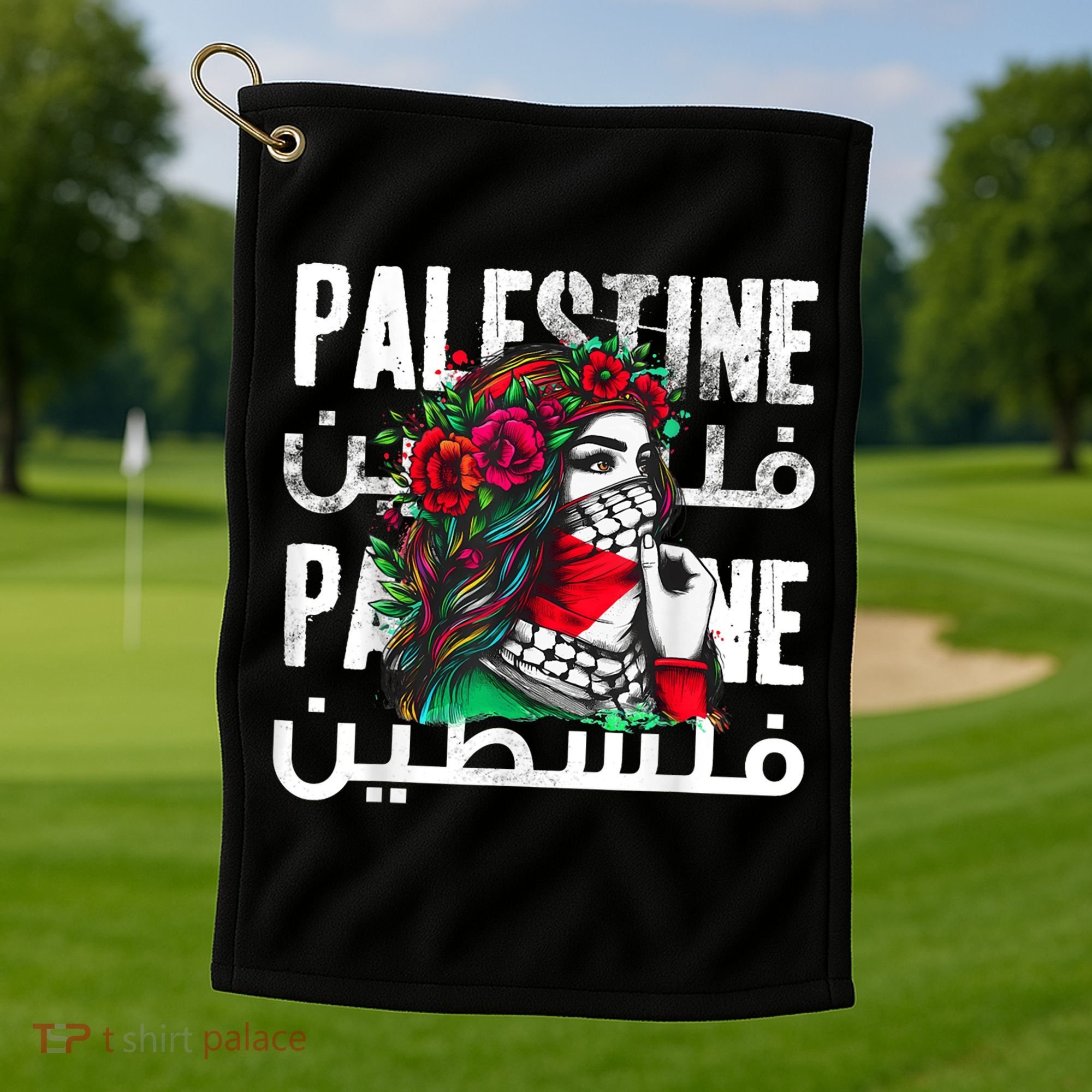 A Palestinian Girl Wearing A Palestinian Bandana Palestine Golf Towel