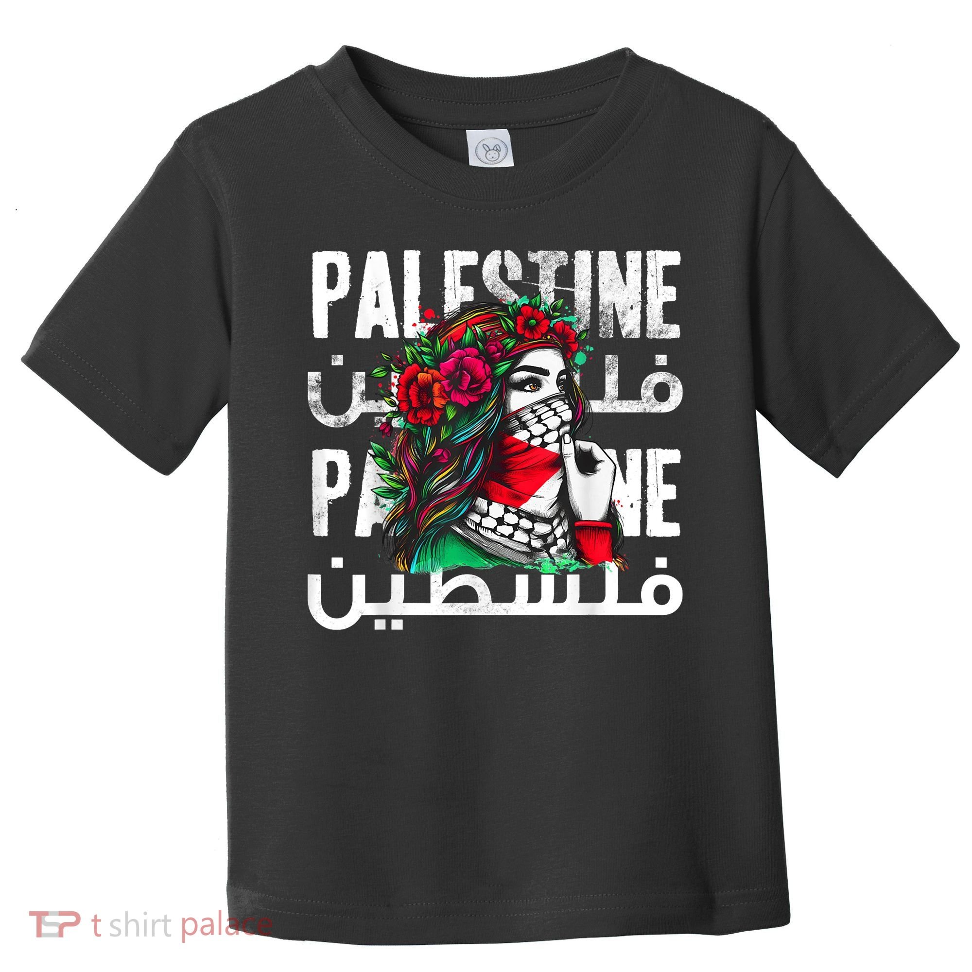 A Palestinian Girl Wearing A Palestinian Bandana Palestine Toddler T-Shirt