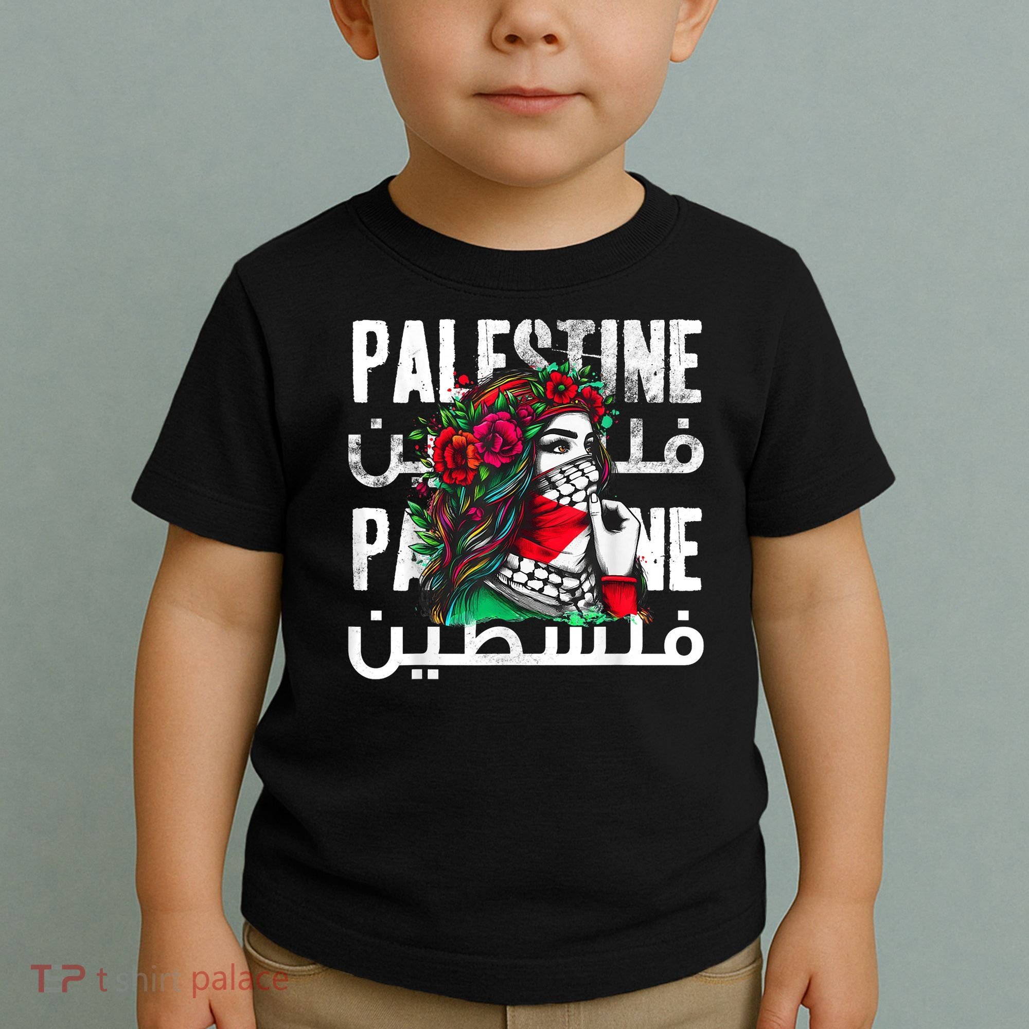 A Palestinian Girl Wearing A Palestinian Bandana Palestine Toddler T-Shirt
