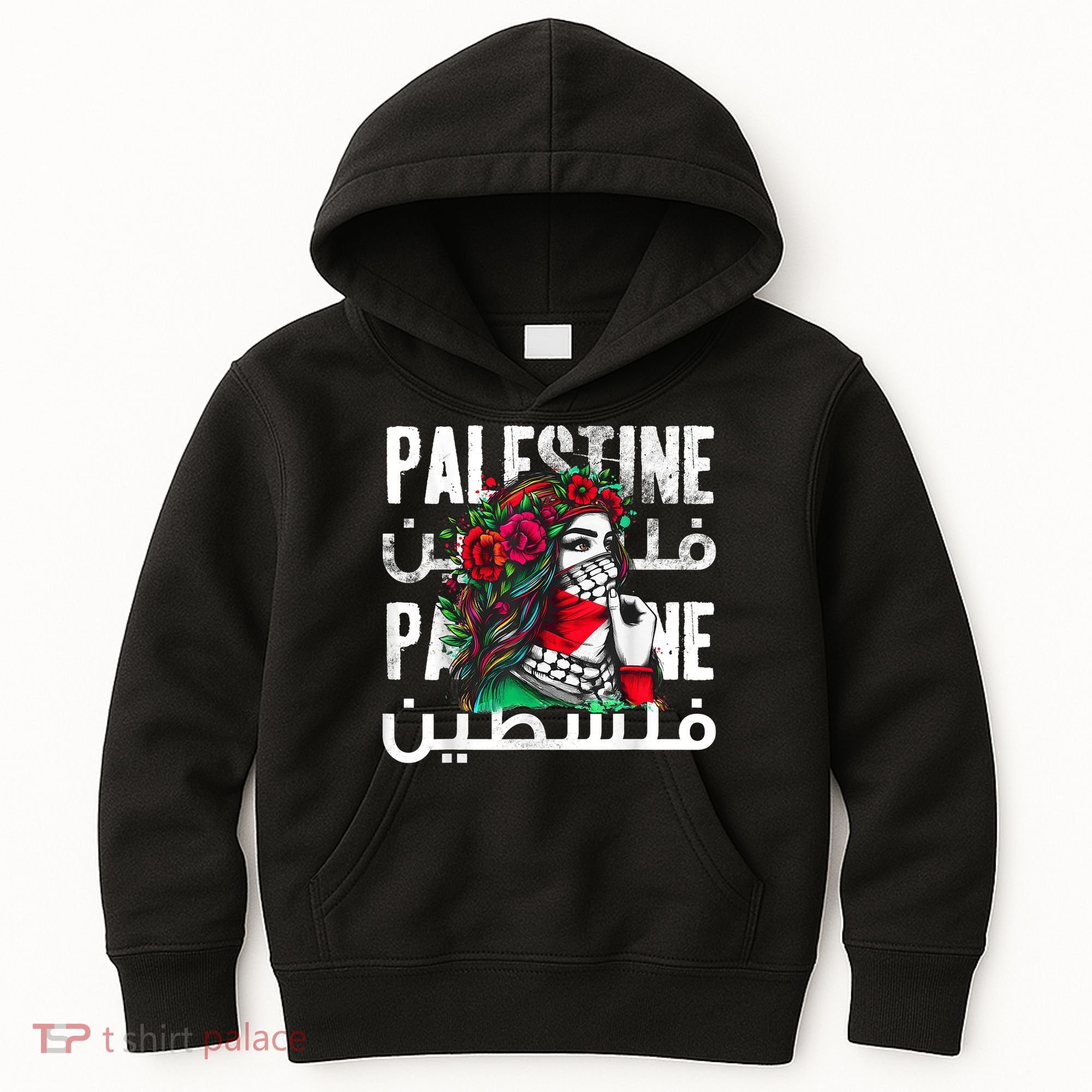 A Palestinian Girl Wearing A Palestinian Bandana Palestine Kids Hoodie