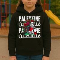A Palestinian Girl Wearing A Palestinian Bandana Palestine Kids Hoodie thumb 3