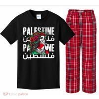 A Palestinian Girl Wearing A Palestinian Bandana Palestine Kids Plaid Pajama Set thumb 0