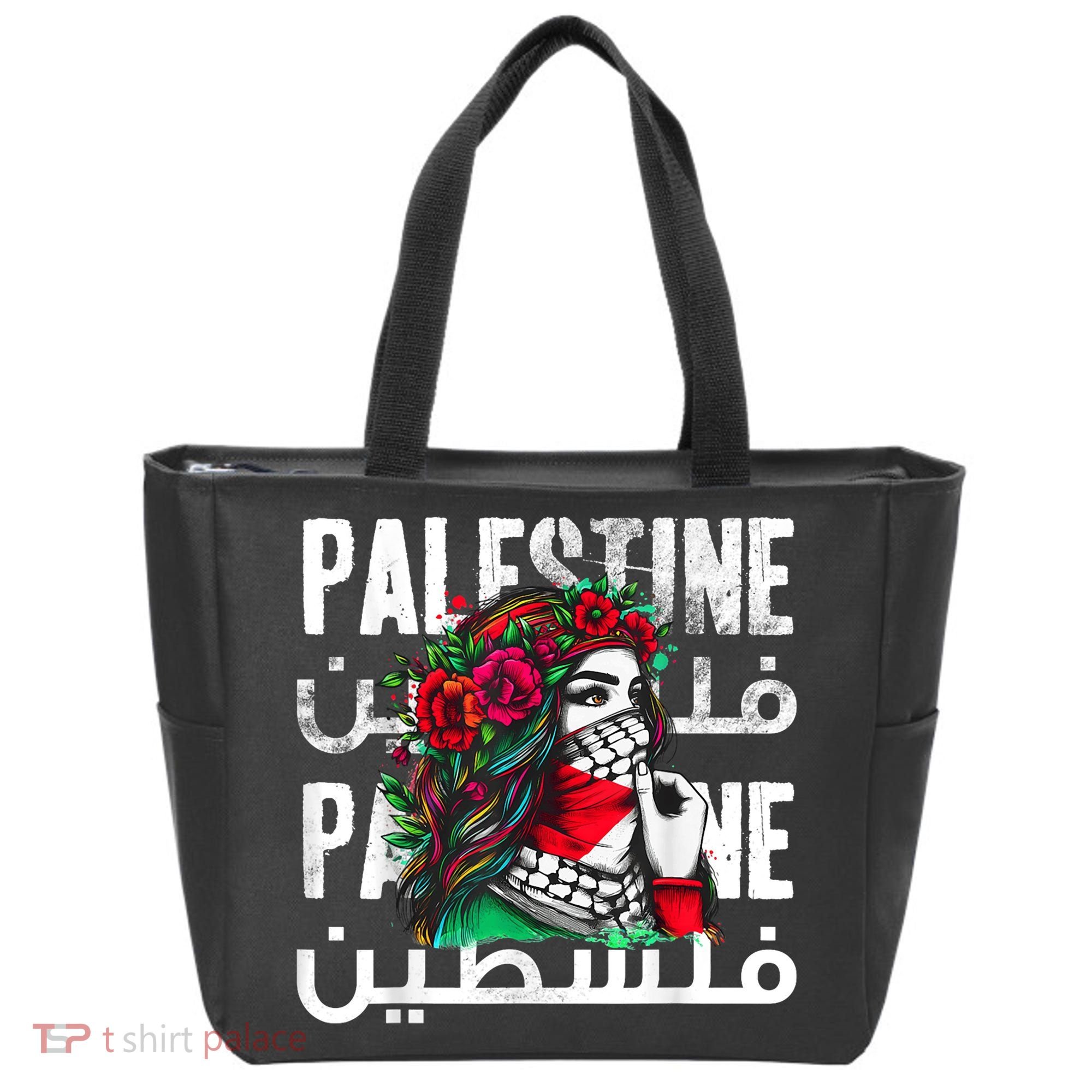 A Palestinian Girl Wearing A Palestinian Bandana Palestine Tote Bag