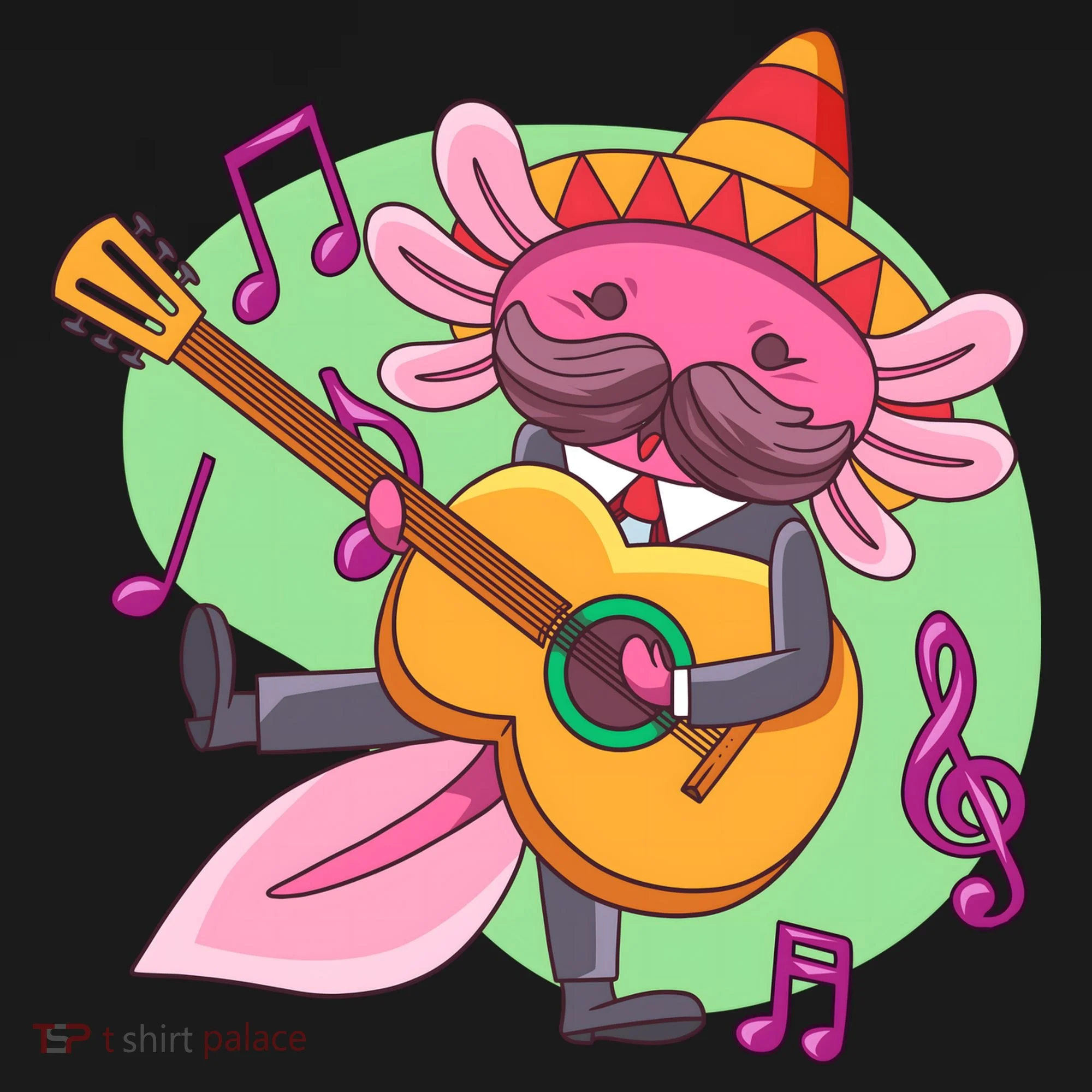 Axolotl Playing Guitar Doggie Tank