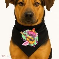 Axolotl Playing Guitar USA-Made Doggie Bandana thumb 1