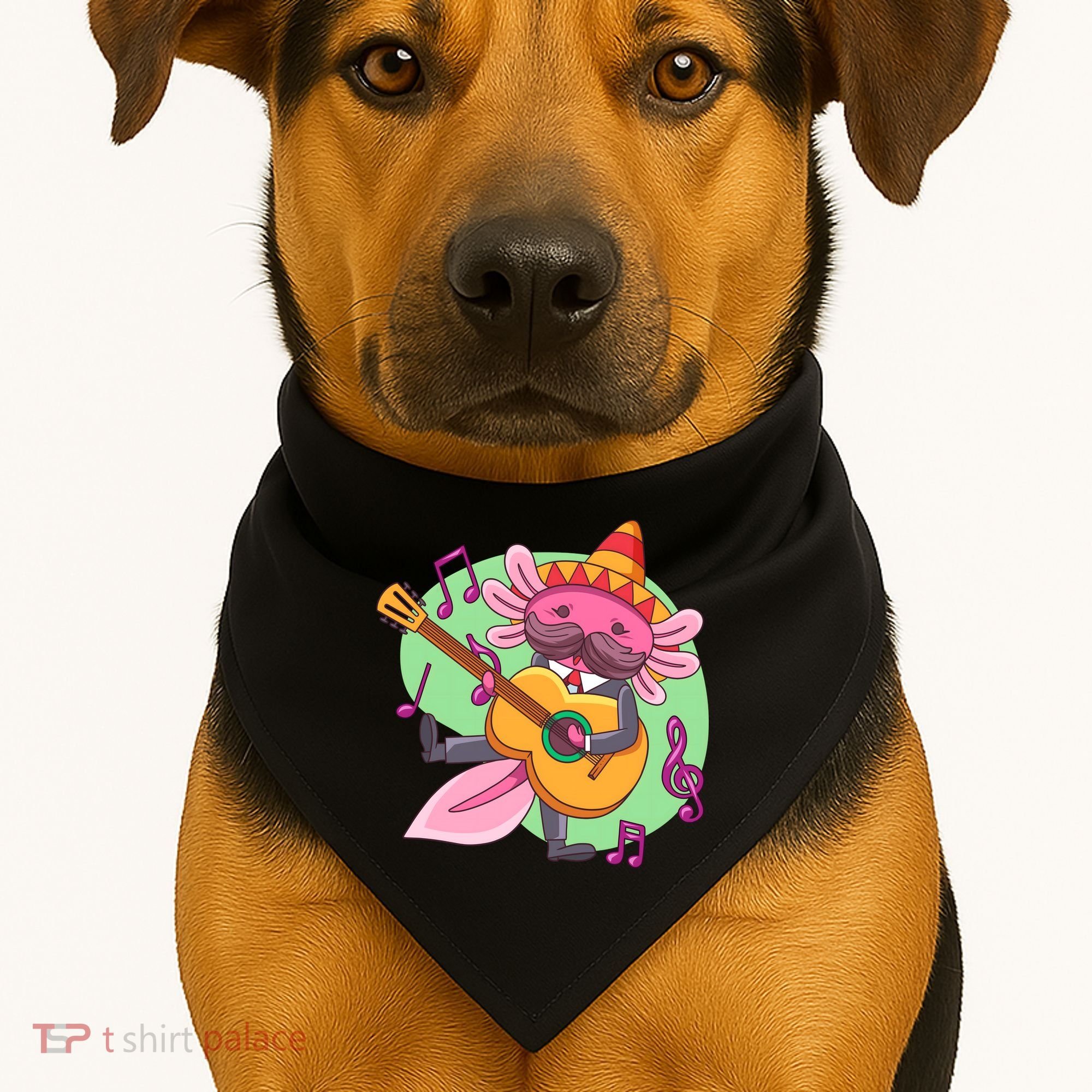 Axolotl Playing Guitar USA-Made Doggie Bandana