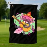 Axolotl Playing Guitar Golf Towel thumb 1