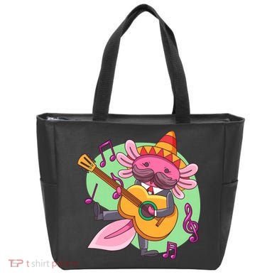 Axolotl Playing Guitar Tote Bag
