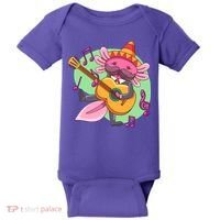 Axolotl Playing Guitar Baby Bodysuit thumb 0