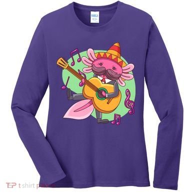 Axolotl Playing Guitar Women's Long Sleeve Shirt
