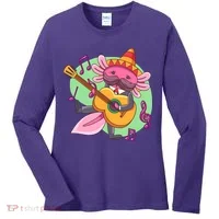 Axolotl Playing Guitar Women's Long Sleeve Shirt thumb 0