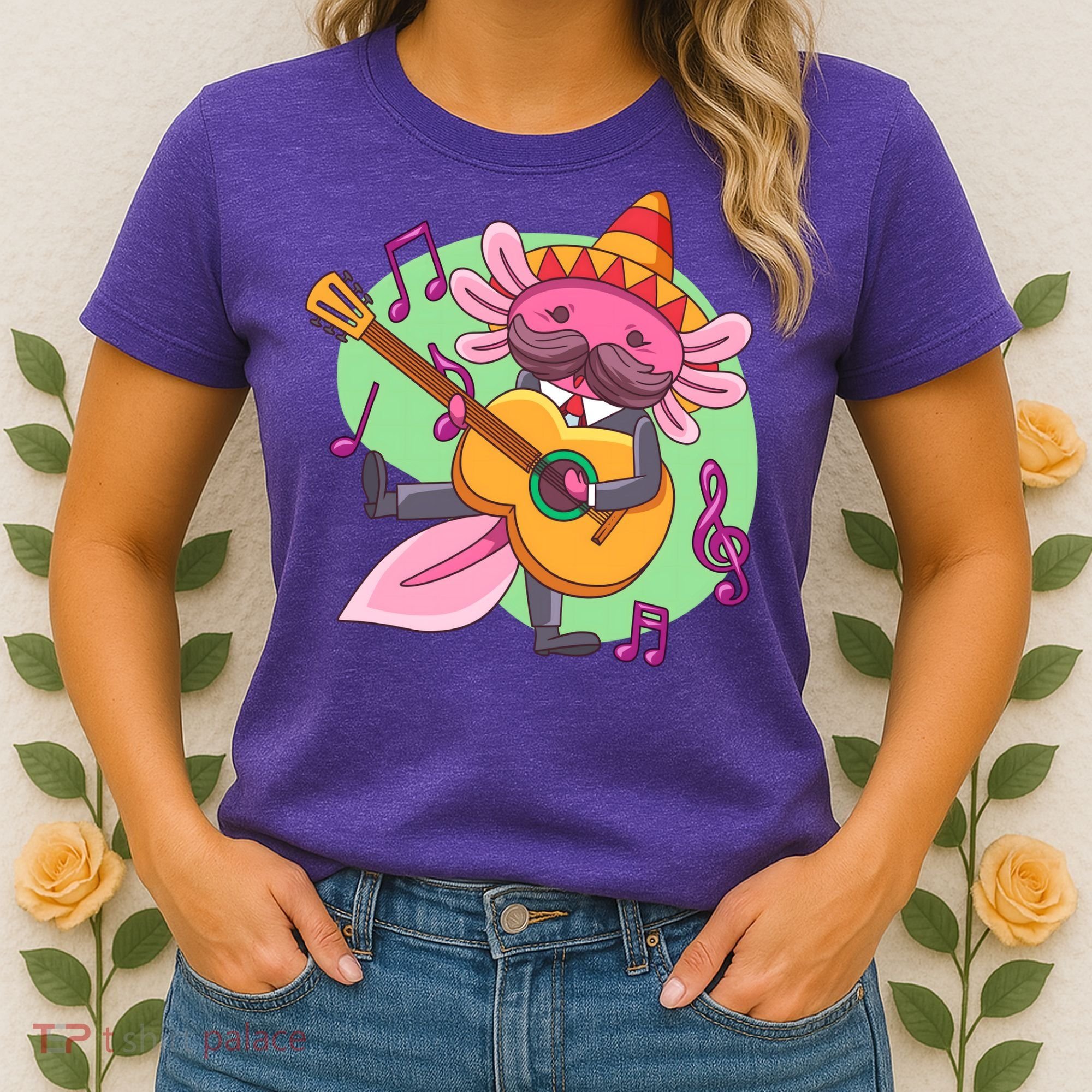 Axolotl Playing Guitar Women's T-Shirt