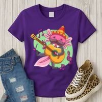Axolotl Playing Guitar Women's T-Shirt thumb 3