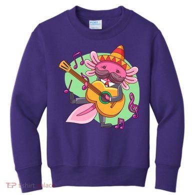 Axolotl Playing Guitar Kids Sweatshirt