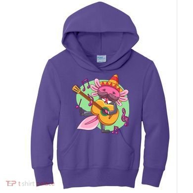 Axolotl Playing Guitar Kids Hoodie