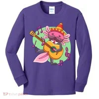 Axolotl Playing Guitar Kids Long Sleeve Shirt thumb 0