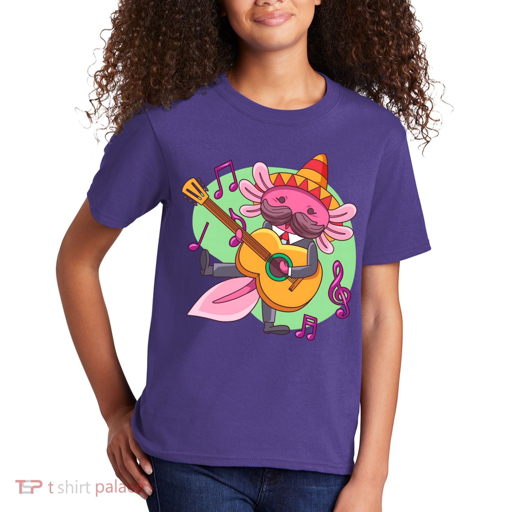 Axolotl Playing Guitar Kids T-Shirt