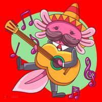 Axolotl Playing Guitar Santa Hat thumb 1