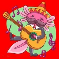 Axolotl Playing Guitar Santa Hat thumb 1