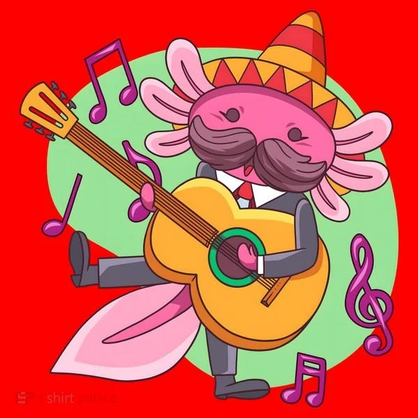 Axolotl Playing Guitar Santa Hat