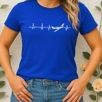Awesome Pilot Heartbeat Flying Airplane Aviator Aviation Cool Gift Women's T-Shirt thumb 2