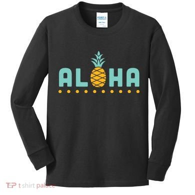 Aloha Pineapple Hawaiian Kids Long Sleeve Shirt