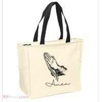 Amen Praying Hands Rosary Beads Tote Bag thumb 2