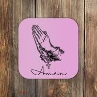 Amen Praying Hands Rosary Beads Coaster thumb 0
