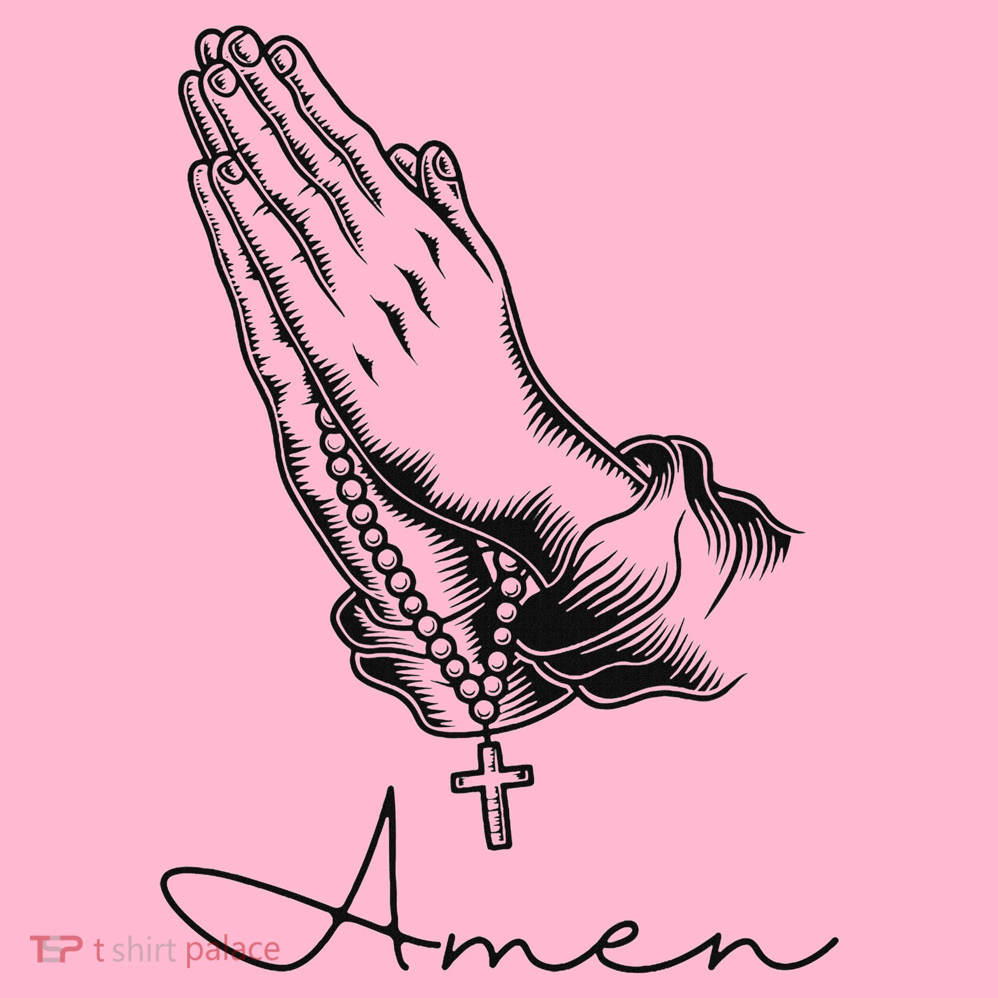 Amen Praying Hands Rosary Beads Coaster