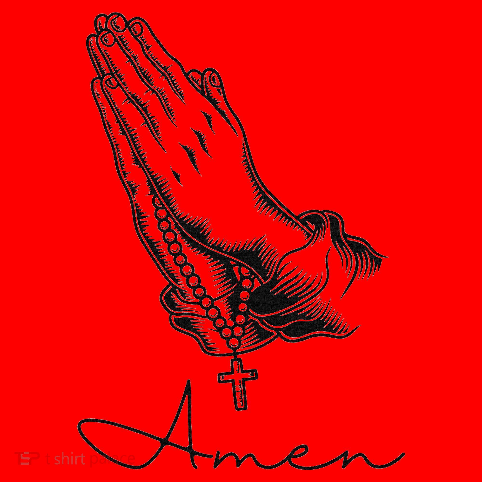Amen Praying Hands Rosary Beads Santa Hat