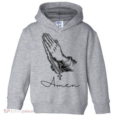 Amen Praying Hands Rosary Beads Toddler Hoodie