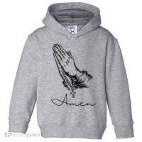 Amen Praying Hands Rosary Beads Toddler Hoodie thumb 0