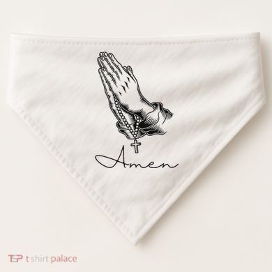 Amen Praying Hands Rosary Beads USA-Made Doggie Bandana